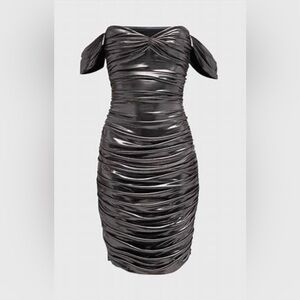 Norma Kamali Walter Dress to Knee in Gunmetal -Size Medium (6)  (NWT)